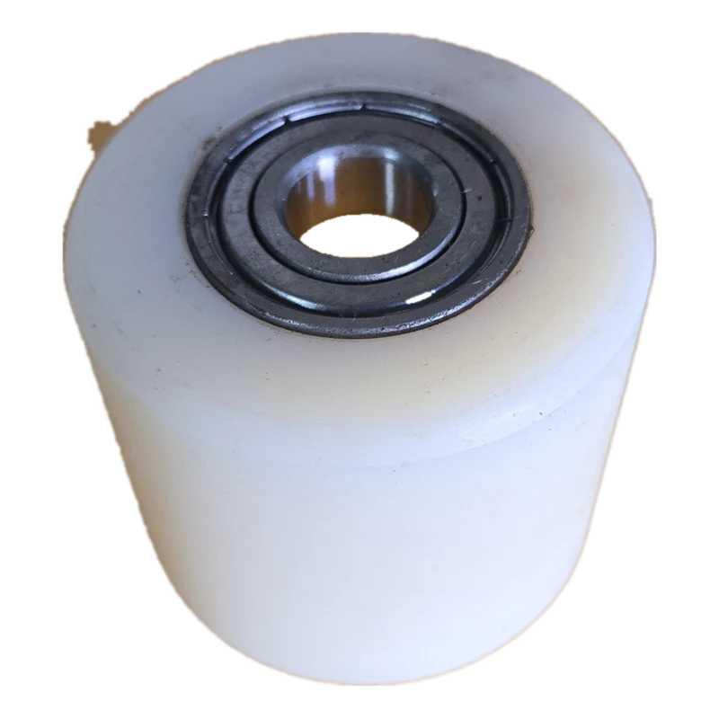 포크 끝 바퀴 (로드롤러) MC 나일론 Ø80 × 폭 70mm · 베어링 6204 (축 구멍 20mm)